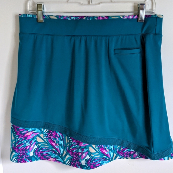 Pebble Beach Pants - Pebble Beach Teal Purple Tropical Golf Skirt Skort Sz M NEW